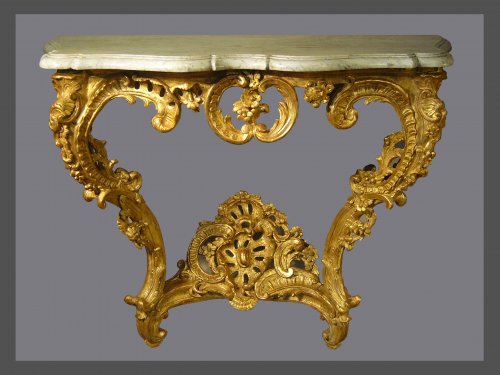 Console en bois doré d'époque Louis XV