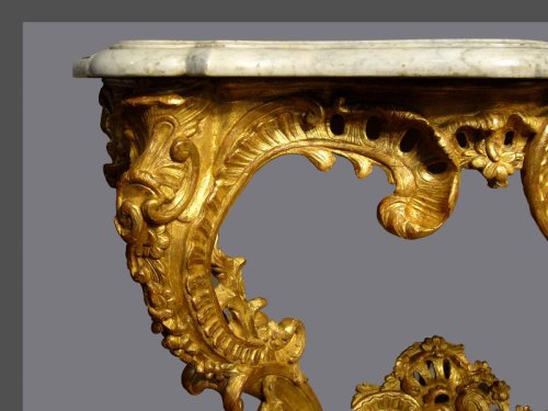 Console en bois doré d'époque Louis XV - Mobilier Style Louis XV