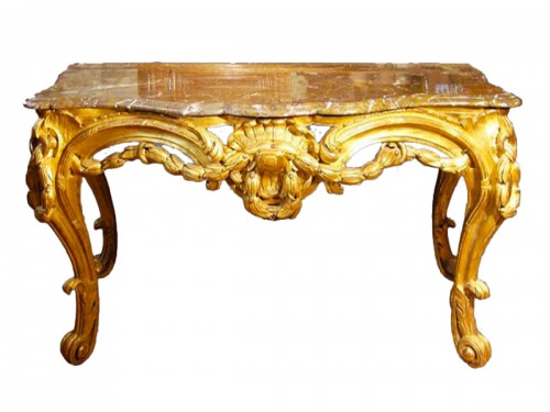 Console en bois doré d'époque Louis XV