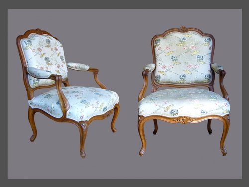 Paire de fauteuils d'époque Louis XV estampillés BOUCAULT