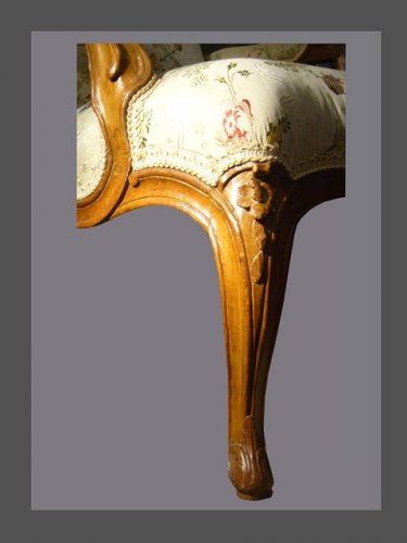 XVIIIe siècle - Paire de fauteuils d'époque Louis XV estampillés BOUCAULT