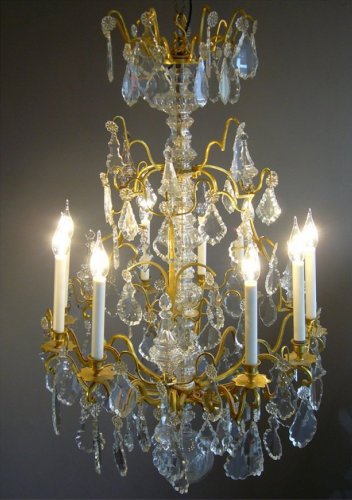 Lustre à neuf bras de lumière d'époque Louis XV