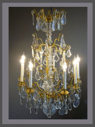 Luminaires Lustre - Lustre à neuf bras de lumière d'époque Louis XV
