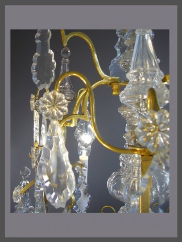 Lustre à neuf bras de lumière d'époque Louis XV - Antiquités Rigot et Fils