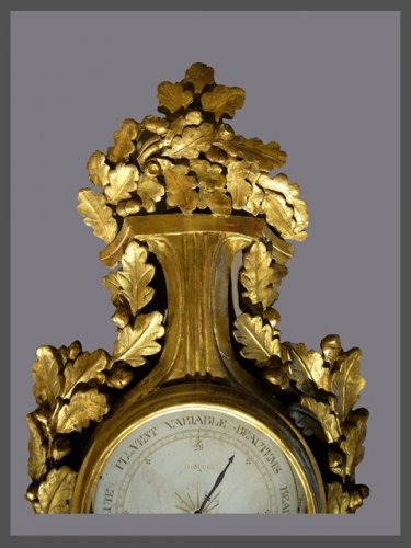 Baromètre Thermomètre en bois doré d'époque Louis XVI - Objet de décoration Style Louis XVI