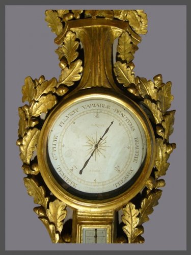 Baromètre Thermomètre en bois doré d'époque Louis XVI - Antiquités Rigot et Fils