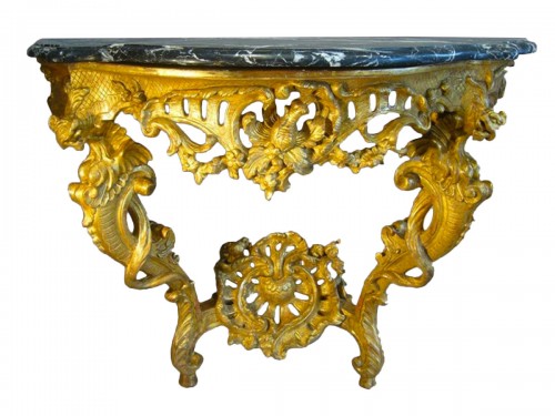 Console en bois doré d'époque Louis XV