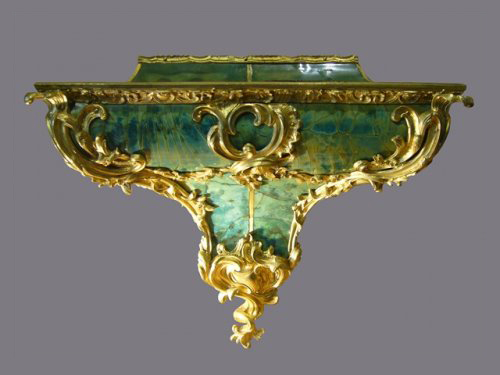 Louis XV - Cartel en corne verte d'époque Louis XV signé LEDOUX