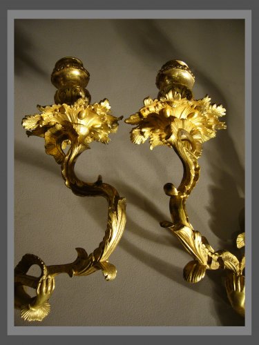 A pair of Regence ormolu two-branch firgural wall-lights - French Regence