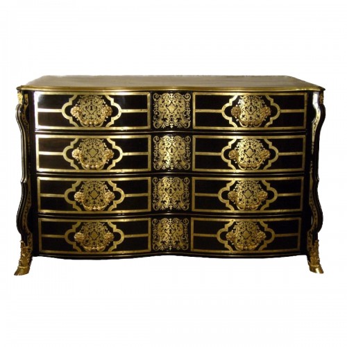 Commode Mazarine en marqueterie Boulle d'époque Louis XIV