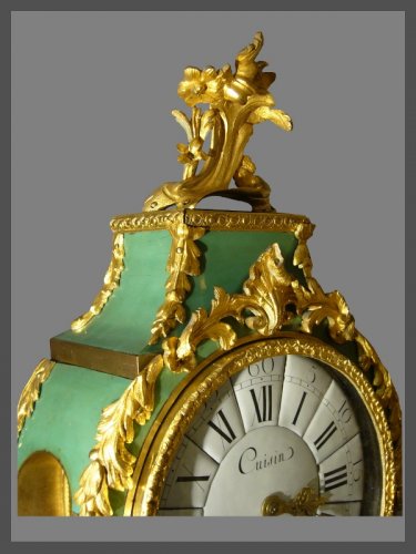 Horlogerie Cartel - Cartel d'alcôve en corne verte signé CUISIN d'époque Louis XV