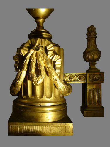 Louis XVI - Paire de chenets d'époque Louis XVI attribués à Jean-Louis PRIEUR