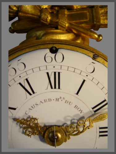 French Louis XVI period gilt-bronze and black marble mantel clock by Causard - Louis XVI