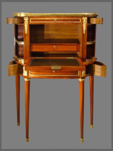 Secrétaire en cabinet d'époque Louis XVI estampillé SCHUMAN - Mobilier Style Louis XVI