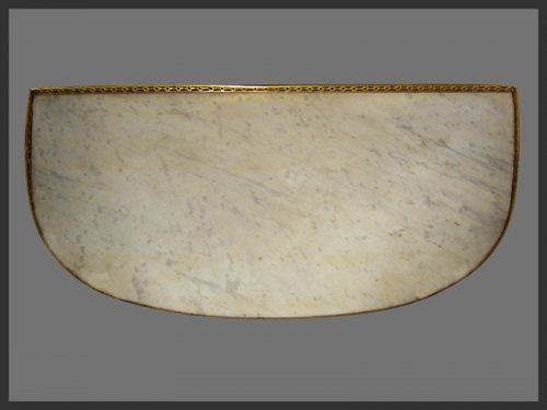 Console demi-lune en acajou d'époque Louis XVI estampillée Ohneberg - Antiquités Rigot et Fils