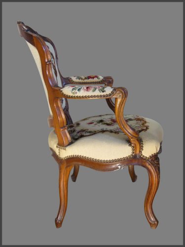 Paire de fauteuils cabriolet d'époque Louis XV par Pierre NOGARET - Antiquités Rigot et Fils