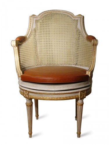 Fauteuil de bureau d'époque Louis XVI esampillé JEAN