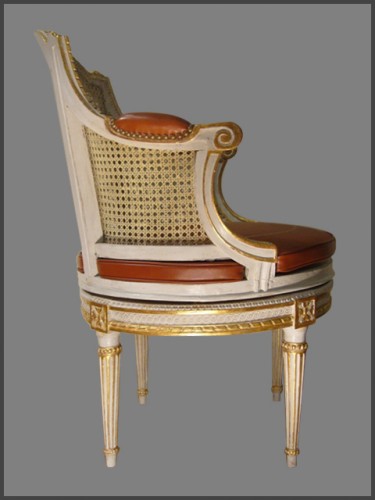 Fauteuil de bureau d'époque Louis XVI esampillé JEAN - Sièges Style Louis XVI