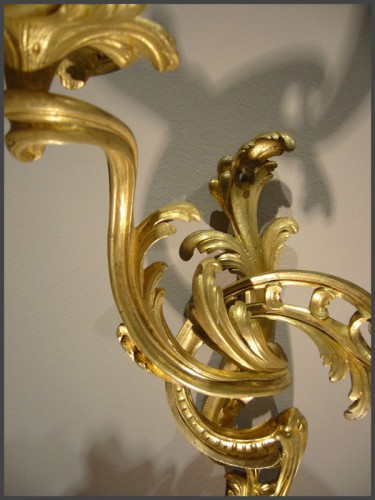 Lighting  - A pair of Louis XV period gilt-bronze two-branch wall-Lights