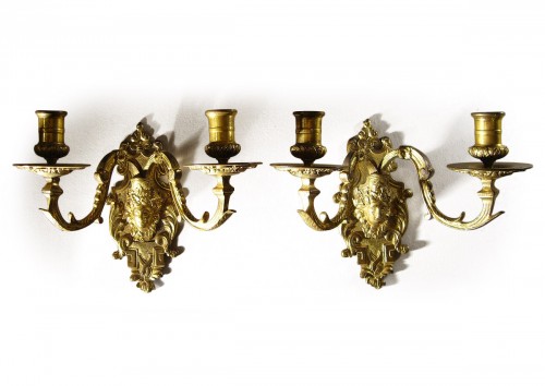 Paire d'appliques en bronze doré d'époque Régence