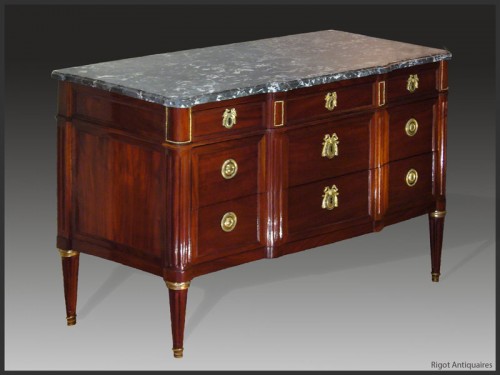 Commode d'époque Louis XVI estampillée STOCKEL et marque d'inventaire - Mobilier Style Louis XVI