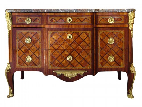 Commode marquetée d'époque Transition estampillée Jacques BIRCKLE