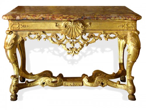 Table-console en bois sculpté et doré d'époque Régence
