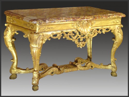 Table-console en bois sculpté et doré d'époque Régence - Mobilier Style Régence