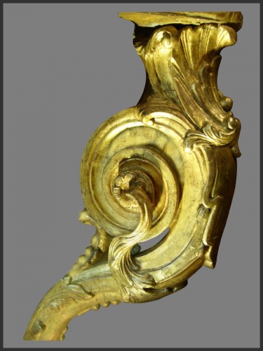 Console "à balancier" en bois sculpté et doré d'époque Régence - Antiquités Rigot et Fils