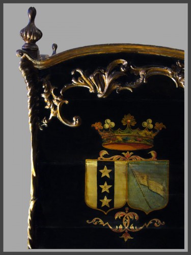 Chaise à porteurs en vernis Martin d'époque XVIIIe siècle - Sièges Style Louis XV