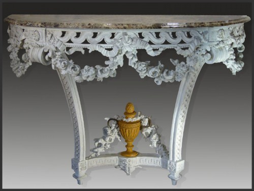 XVIIIe siècle - Console en bois sculpté d'époque Louis XVI estampillée G. JACOB