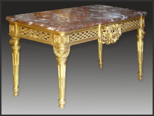 Louis XVI - Table de milieu en bois sculpté et doré d'époque Louis XVI