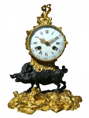 Pendule "au sanglier" d'époque Louis XV