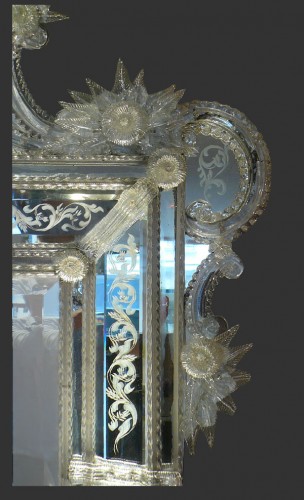 Miroirs, Trumeaux  - Miroir vénitien à parecloses de glaces d'époque milieu XIXe siecle
