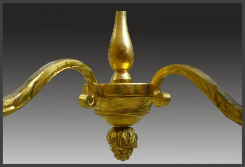 Lanterne en bronze ciselé et doré d'époque Louis XV - Luminaires Style Louis XV