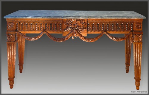 XVIIIe siècle - Table console attribuée aux ateliers de Jean-François HACHE d'époque Louis XVI