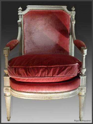 Paire de fauteuils à la reine d'époque Louis XVI - Estampille de Delaisement - Antiquités Rigot et Fils