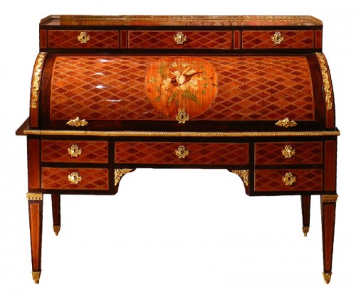 Bureau cylindre estampillé F. BURY d'époque Louis XVI