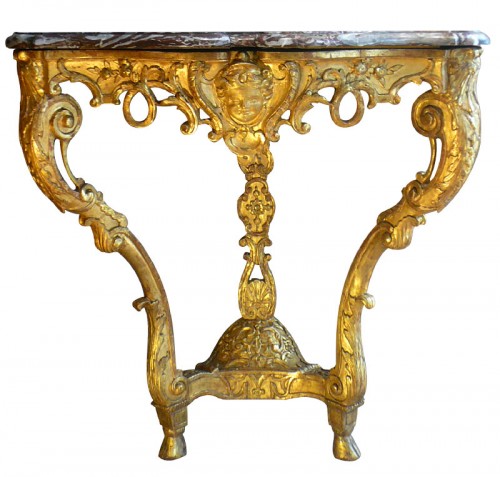 Console en bois doré et sculpté d’époque Régence