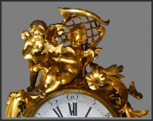Cartel d'applique en bronze doré signé AGERON d'époque Louis XV - Horlogerie Style Louis XV