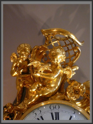 Horlogerie Cartel - Cartel d'applique en bronze doré signé AGERON d'époque Louis XV