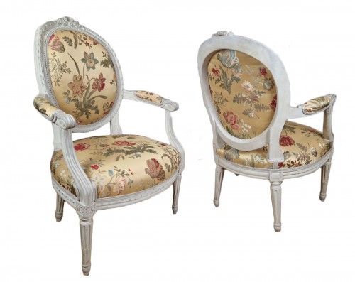Pair of Louis XVI armchairs stamped I.B.SENE 