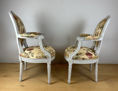 Sièges Fauteuil & Bergère - Jean-Baptiste-Claude Séné, paire de fauteuils Louis XVI estampillés I.B.SENE