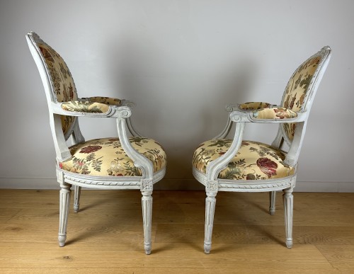 Seating  - Pair of Louis XVI armchairs stamped I.B.SENE 