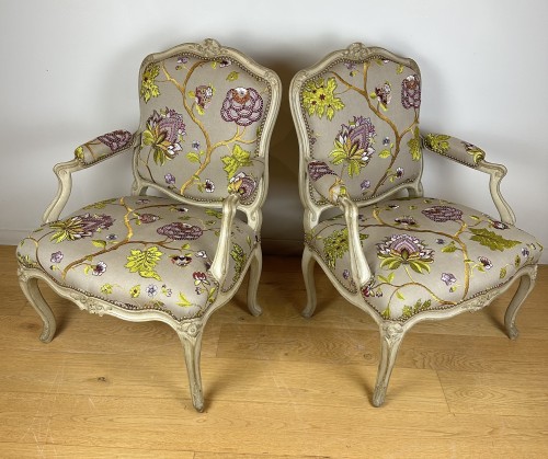 Paire de fauteuils Louis XV estampillés C.L Burgat - Sièges Style Louis XV
