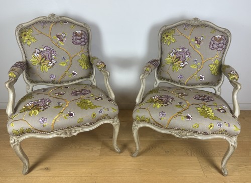Seating  - A Louis XV armchairs stamped C.L Burgat mid-18th Cent 