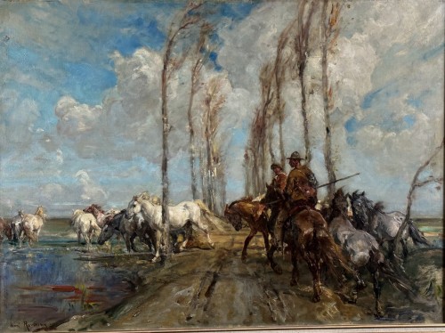 Henri Emilien Rousseau (1875-1933) – L’allée de peuplier en Camargue 1921 - Tableaux et dessins Style 