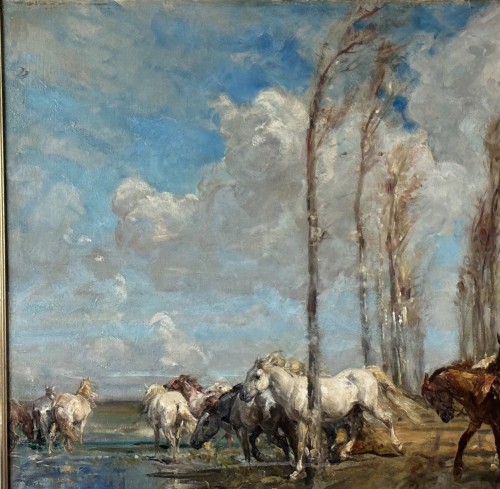 Henri Emilien Rousseau (1875-1933) – L’allée de peuplier en Camargue 1921 - Sérignan Antiquités