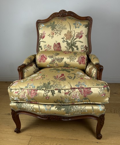 Bergère à dossier à la reine d'époque Louis XV vers 1750-1755 - Sièges Style Louis XV