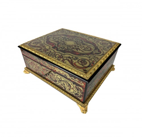 Grand coffret Napoléon III en marqueterie Boulle